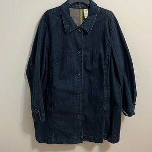 Denim blue jean woman’s coat jacket plus size 3 petite button up casual cotton